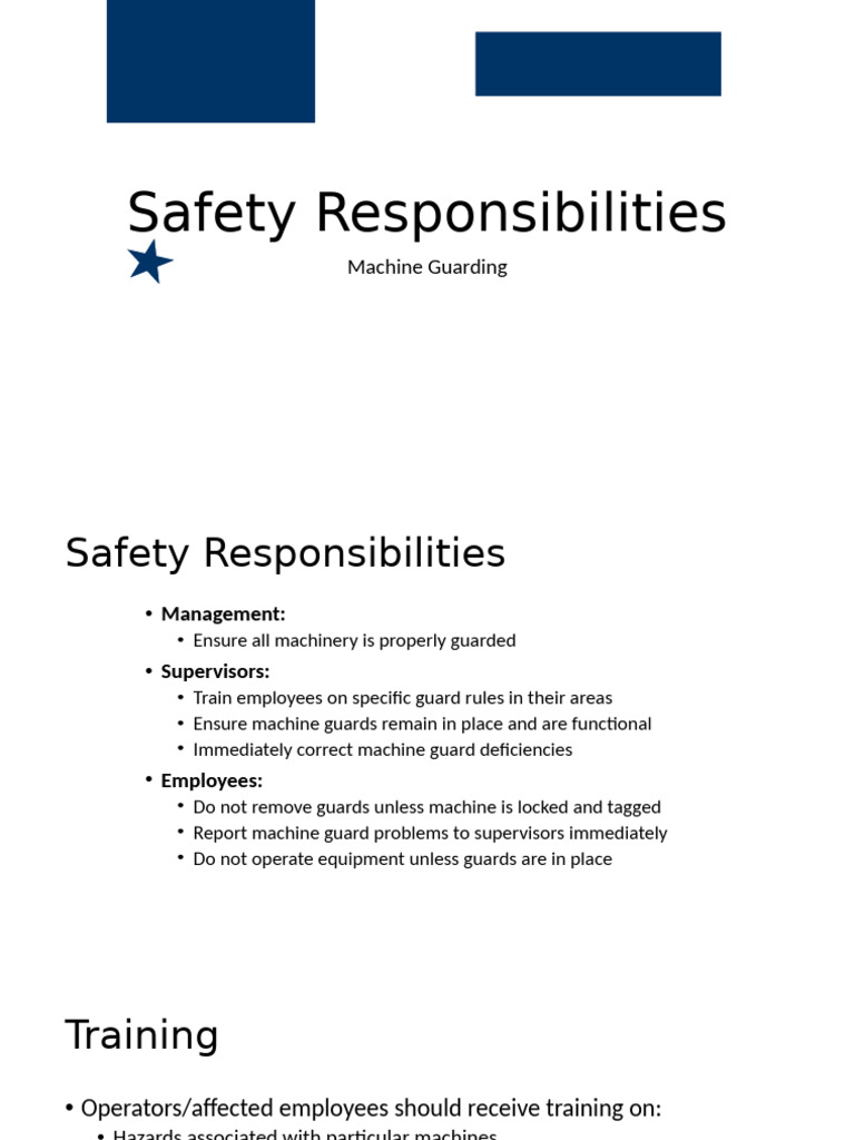 Machine Guarding Safety Responsibilities | PDF