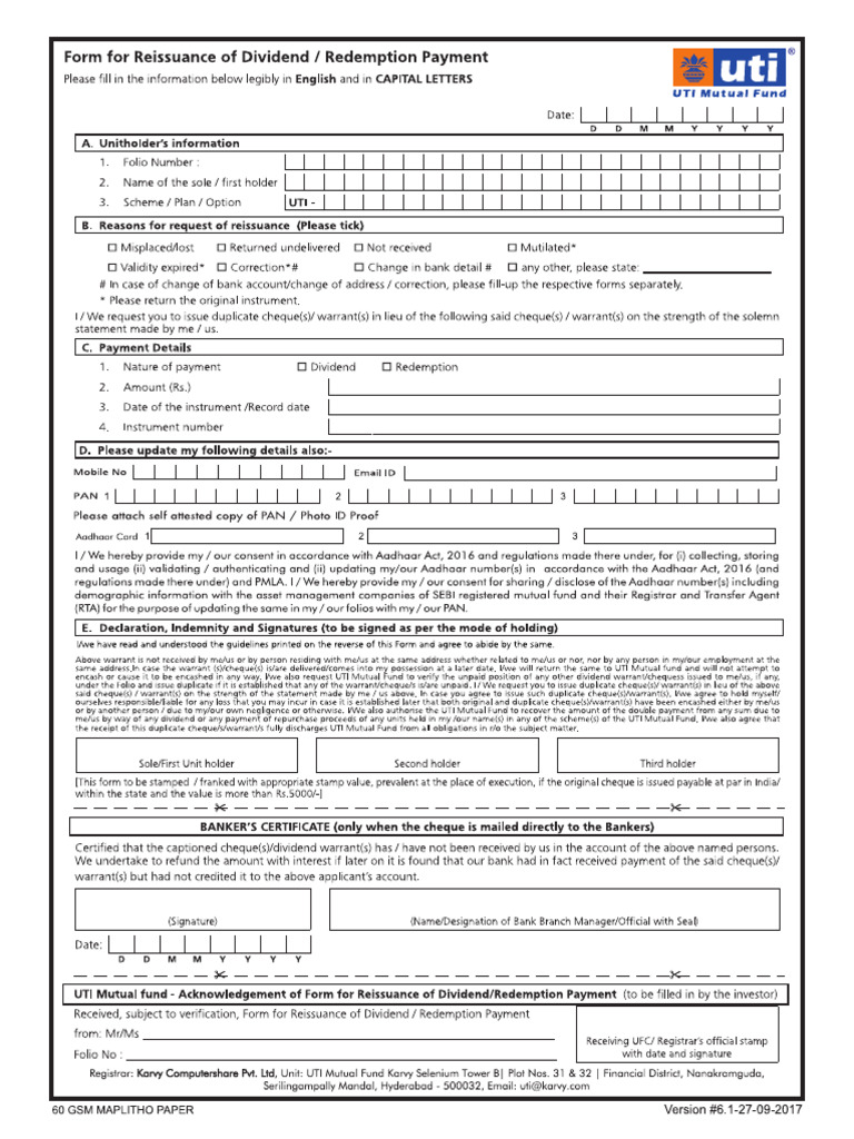 uti form to update bank | PDF