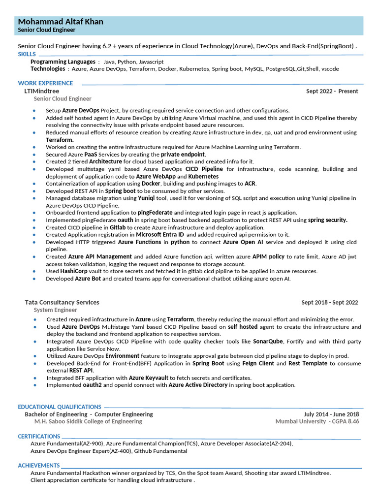 Senior Cloud Engineer - Azure & DevOps Expert | PDF | Microsoft Azure ...
