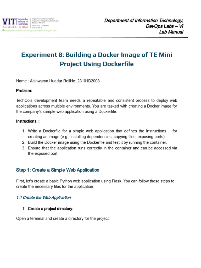 Docker Image Creation for Flask App | PDF | Python (Programming ...