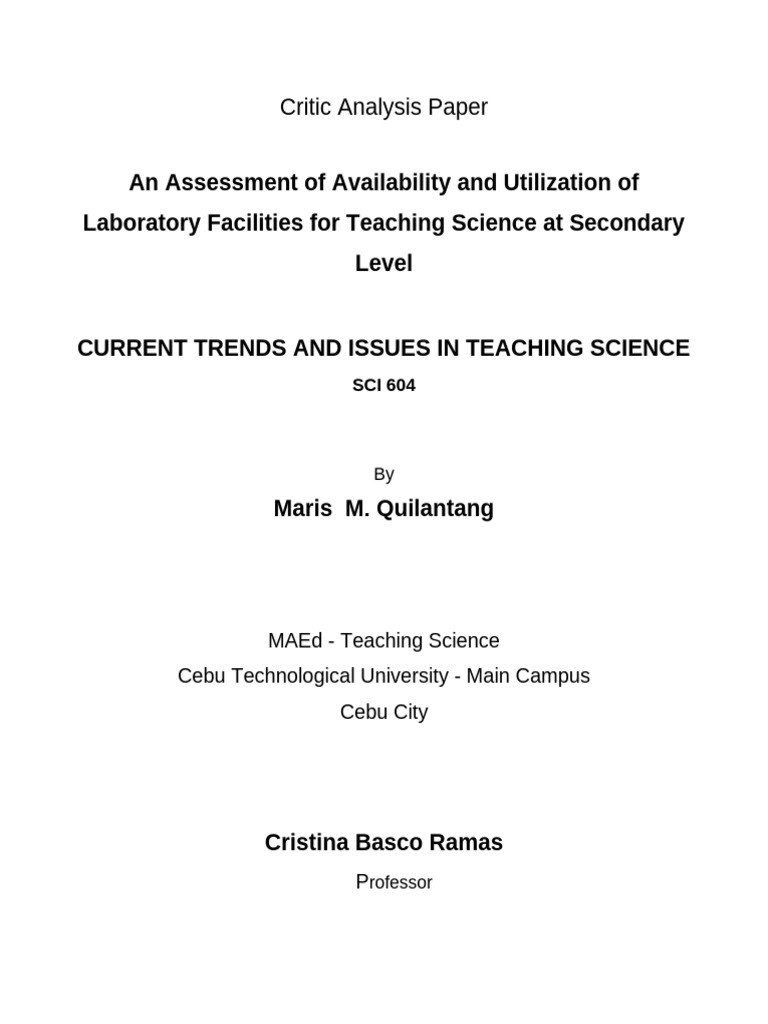 Lab Facilities Impact on Science Education | PDF | Laboratories | Science