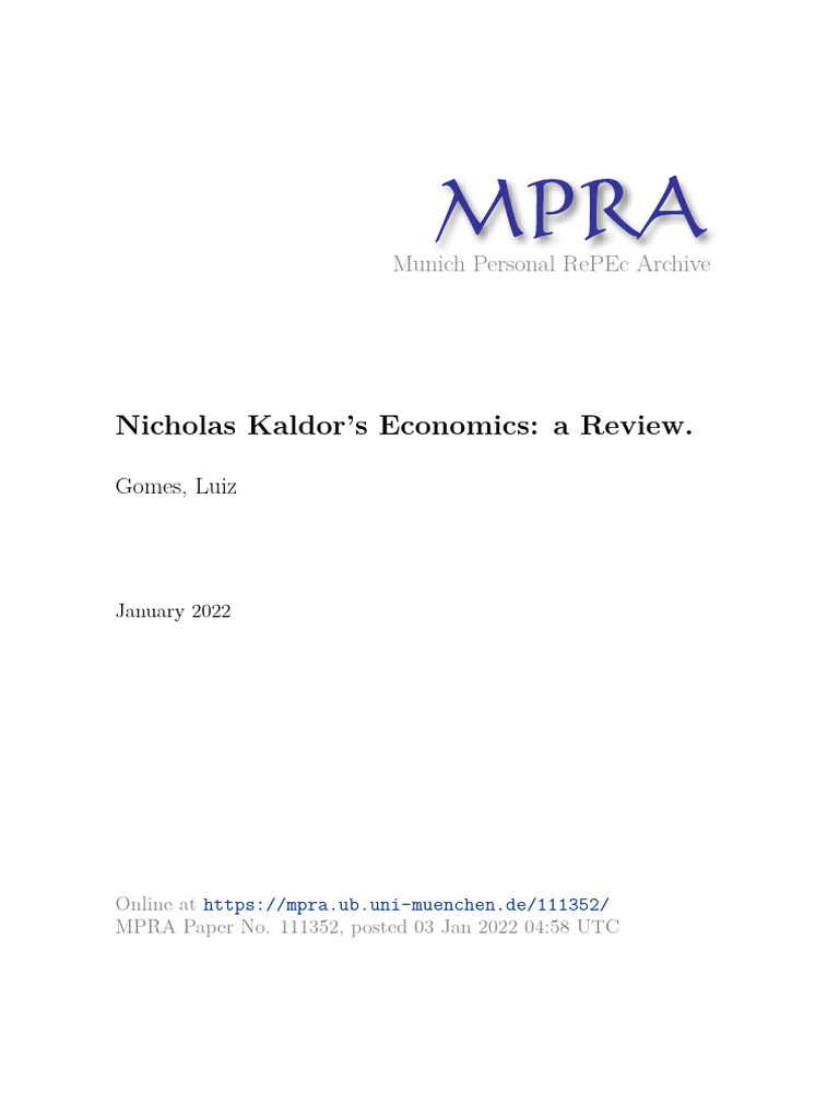 Kaldor | PDF | Economics | Neoclassical Economics