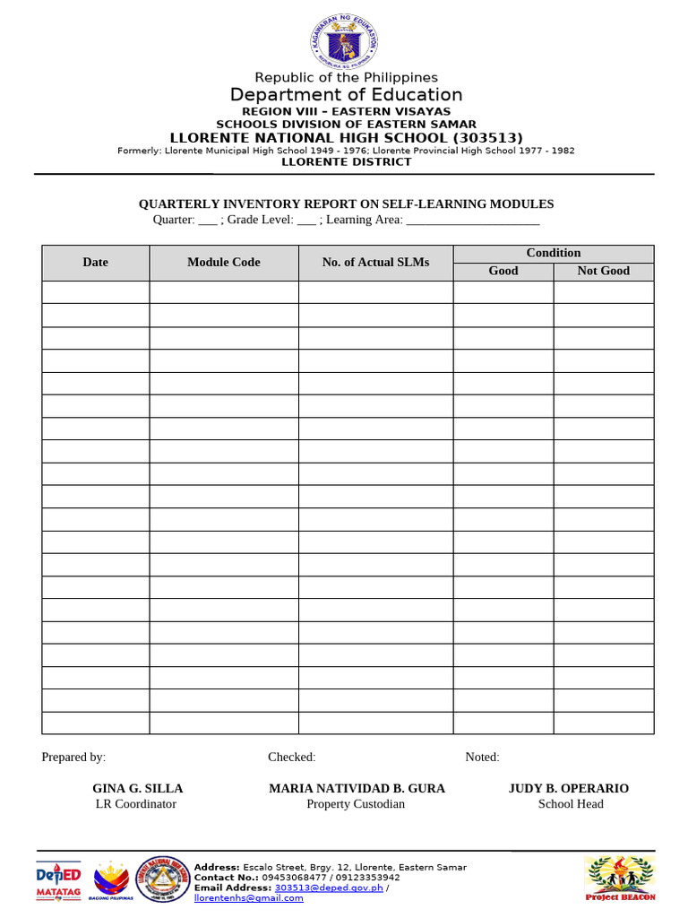 Llorente National High School SLM Report | PDF