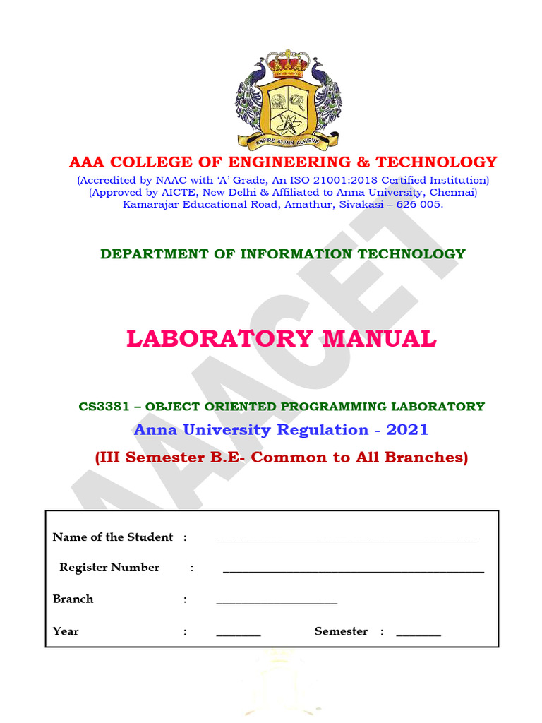 Object Oriented Programming Lab Manual | PDF | Queue (Abstract Data ...