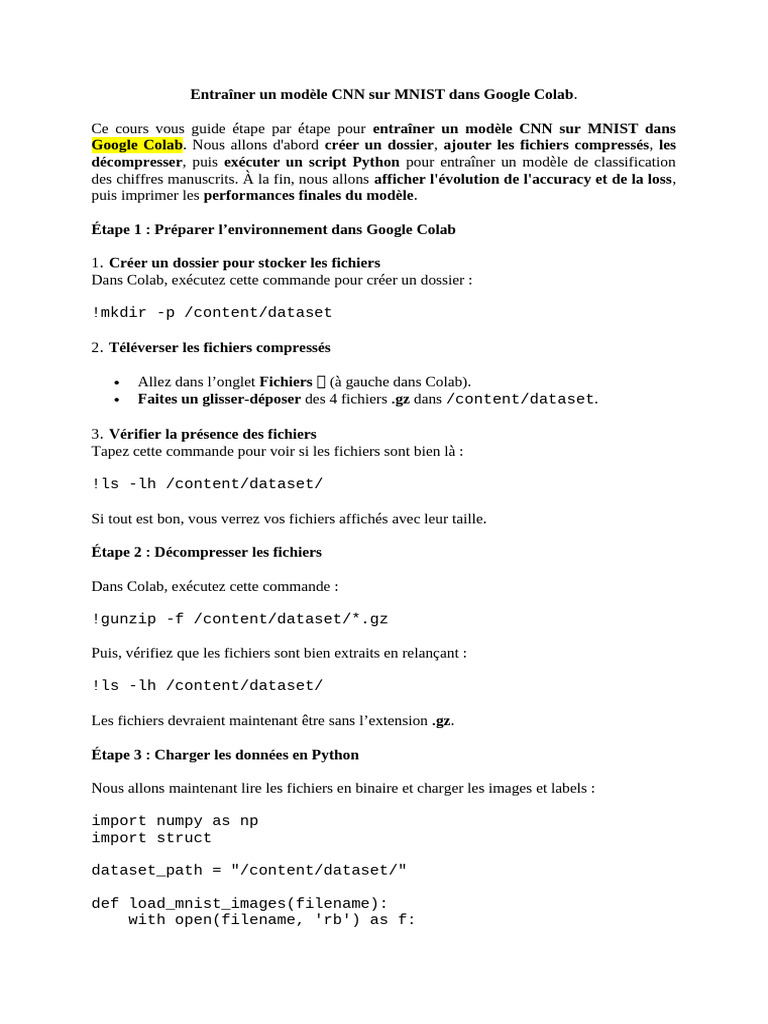 Entraînement CNN sur MNIST avec Colab | PDF | Mathématiques appliqués ...