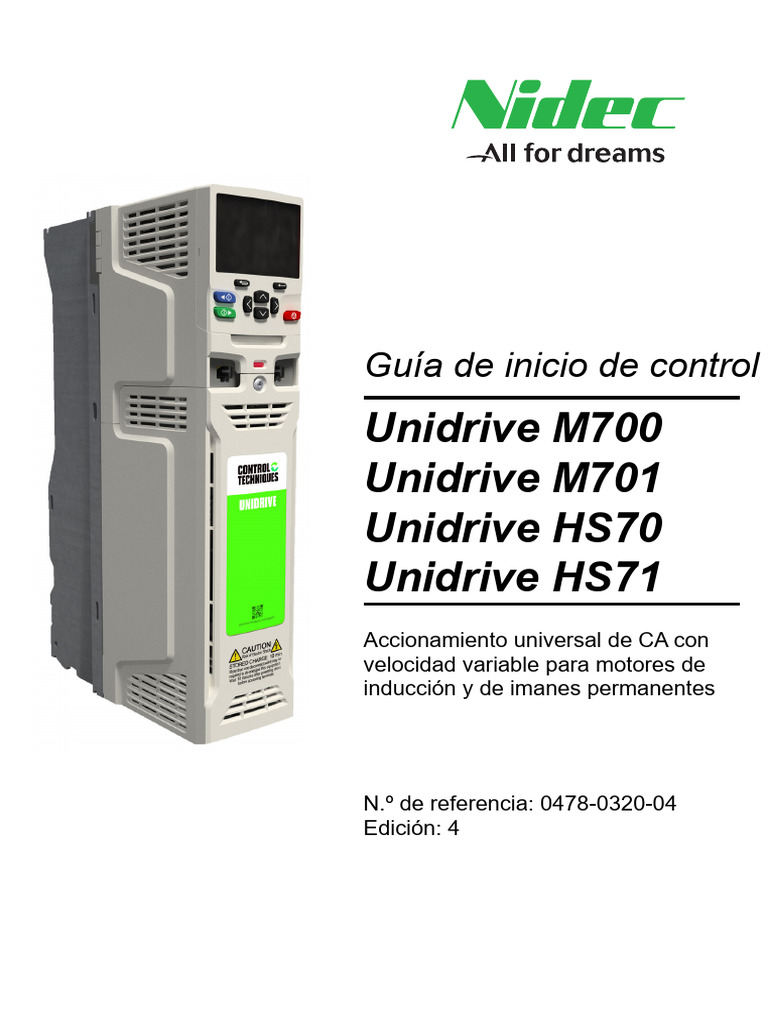 Guía de inicio Unidrive M700/M701 | PDF | Ingenieria Eléctrica ...