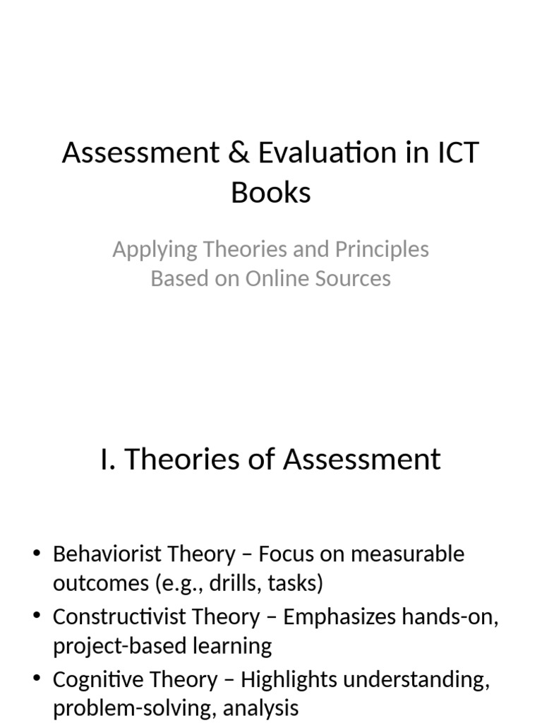 ICT Assessment Theories and Practices | PDF | Educational Technology ...