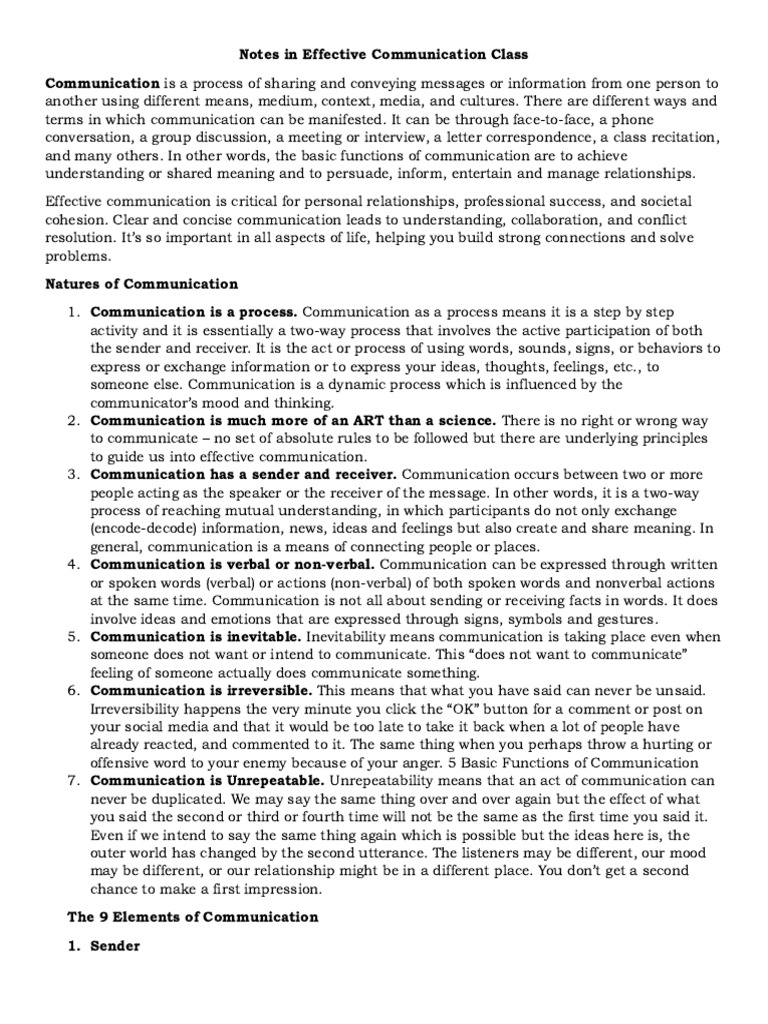 Essentials of Effective Communication | PDF | Communication | Nonverbal ...