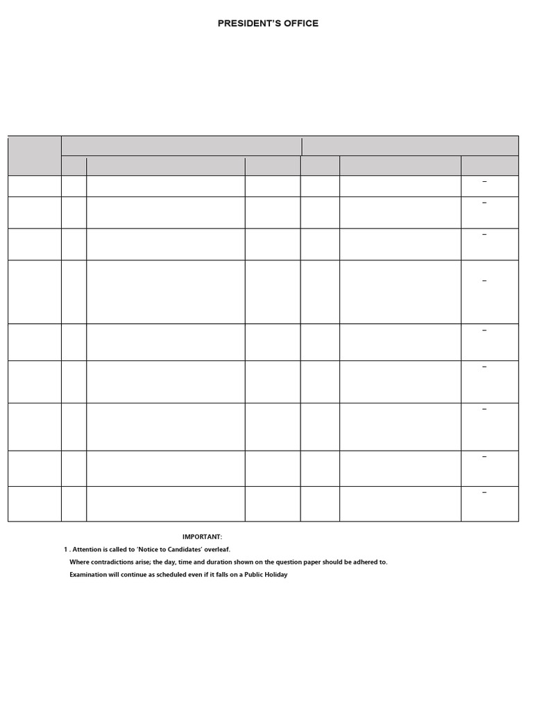 Form Two Mock Exam Timetable 2025 | PDF