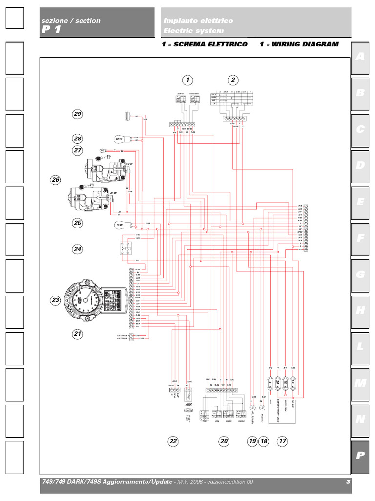 DUCATI 748/748S マニュアル 76 配線図 Ducati 748 no fuel pump prime, ignition switch, and brights