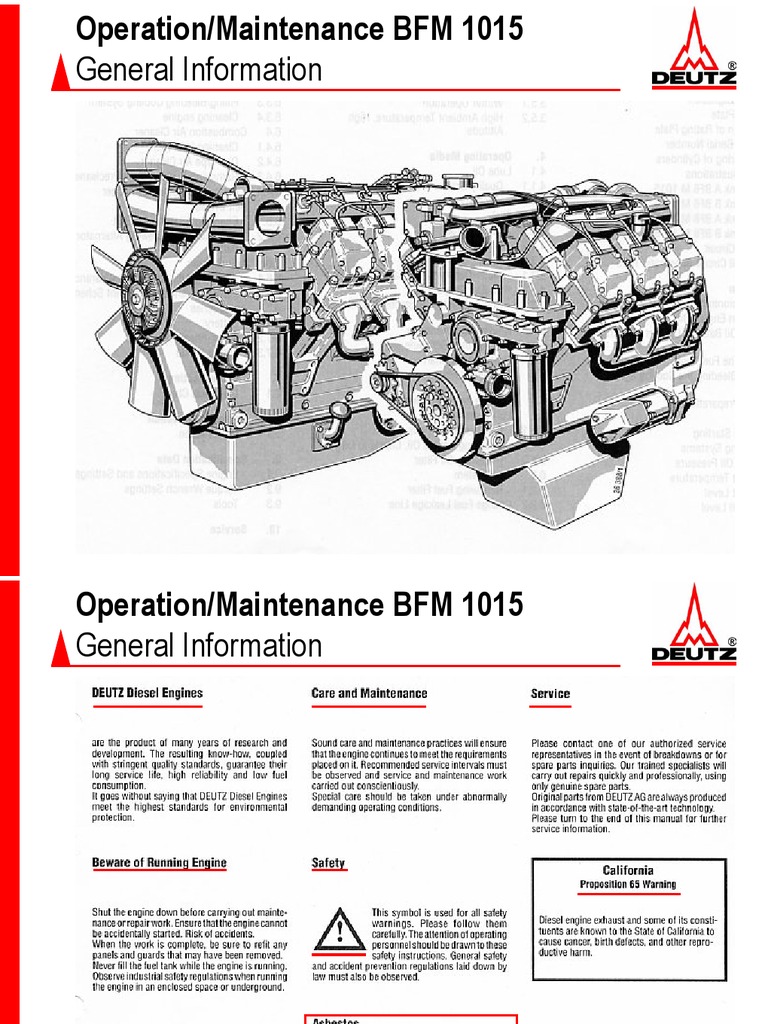 Operation and Maintenance Deutz Engine 1015 English 4775387 01
