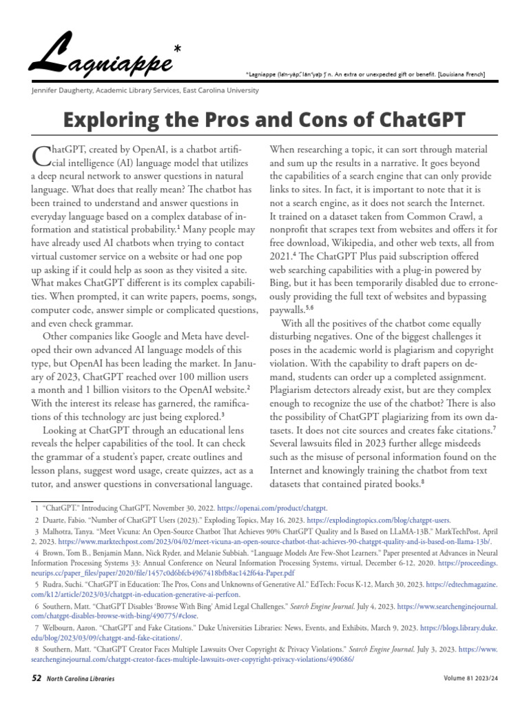 ChatGPT: Pros and Cons in Education | PDF | Artificial Intelligence ...