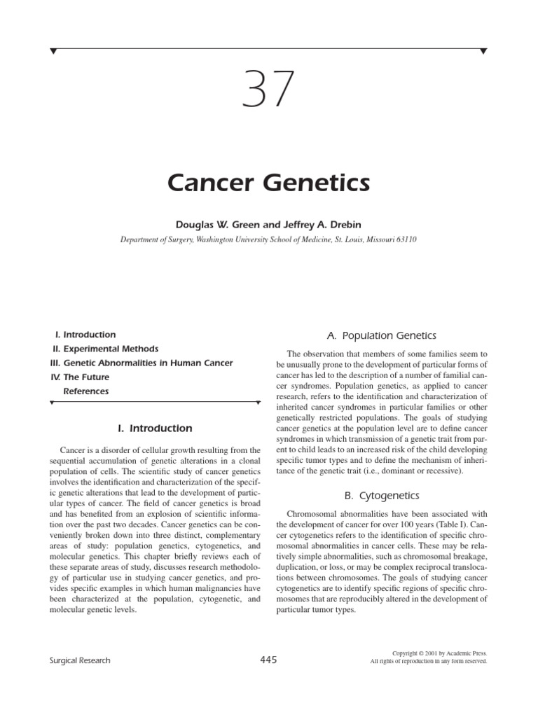 Overview of Cancer Genetics Research | PDF | Tumor Suppressor Gene ...