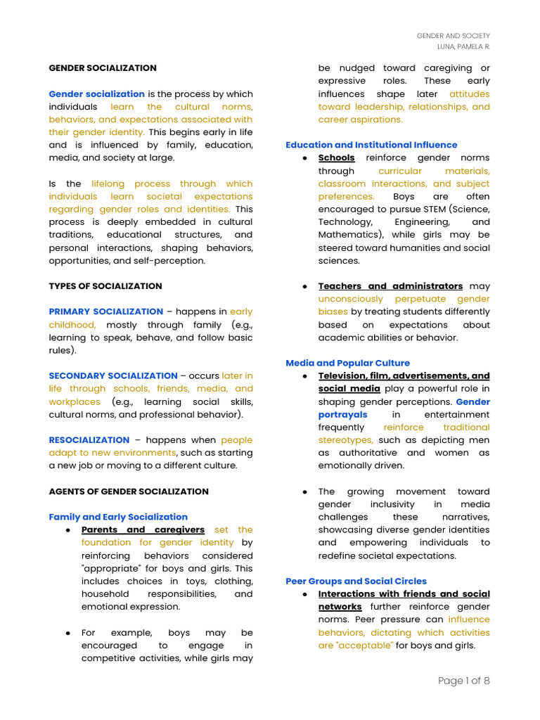 Understanding Gender Socialization | PDF | Socialization | Gender Studies