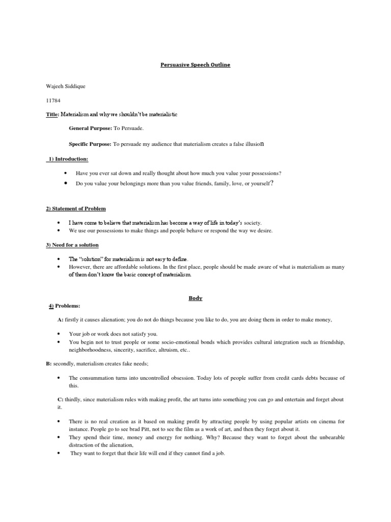 Persuasive speech outline example pdf picture