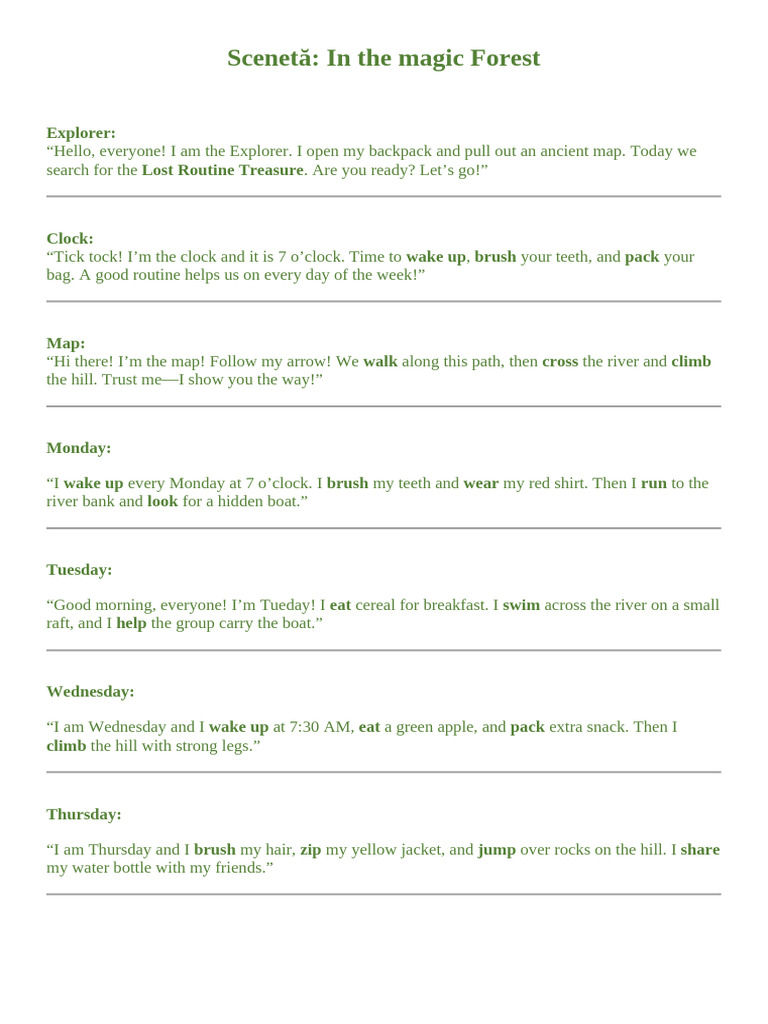 Adventure in the Magic Forest Routine | PDF