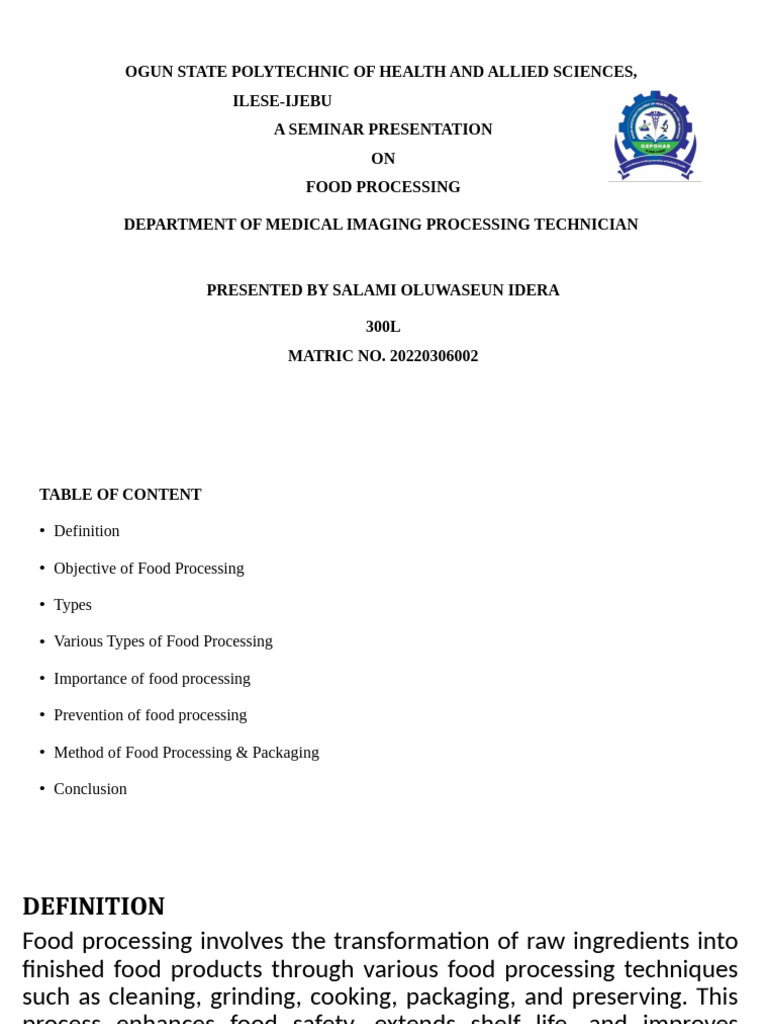 Food Processing Project | PDF | Food Processing | Food Preservation