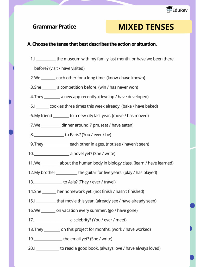 Class 8 Grammar Mixed Tenses Part 1 | PDF