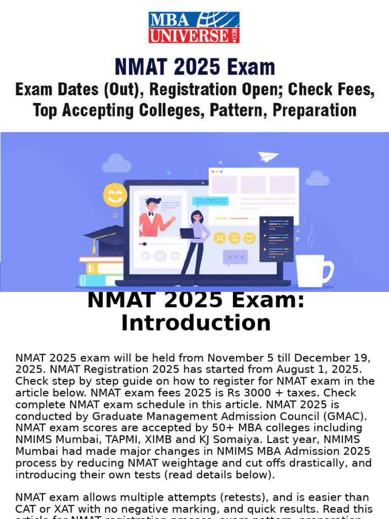 NMAT 2025 Exam Schedule and Details | PDF | Mathematics
