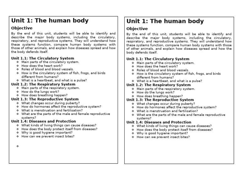 Overview of Human Body Systems | PDF | Circulatory System | Respiratory ...