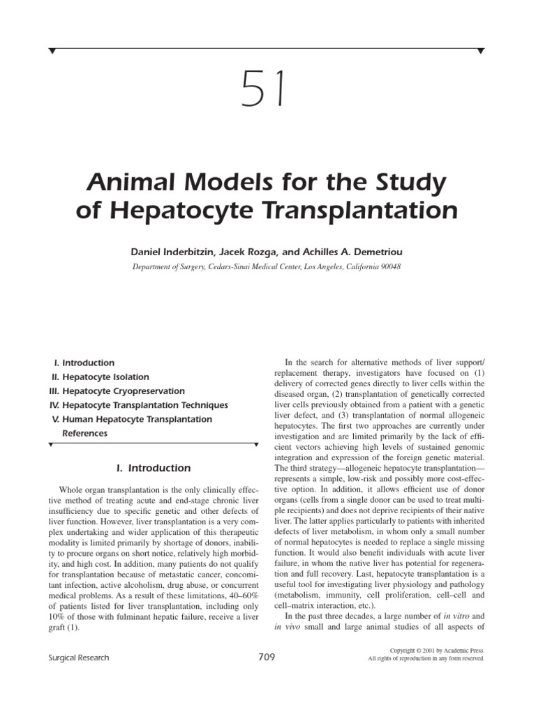 51 Animal Models For The Study of Hepatocyte Transplantation 2001 ...