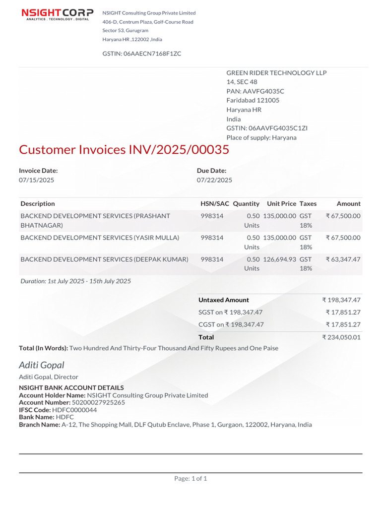 Customer Invoice for Backend Services | PDF | Public Administration ...