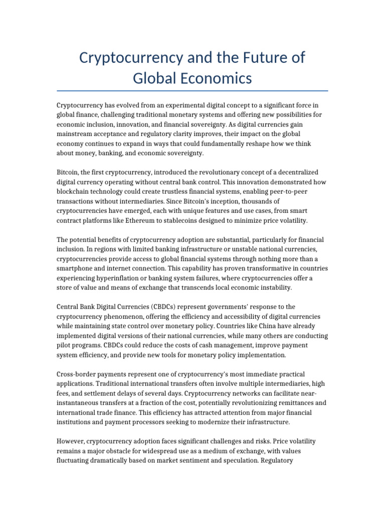 Essay 08 Cryptocurrency and The Future | PDF | Cryptocurrency | Currency