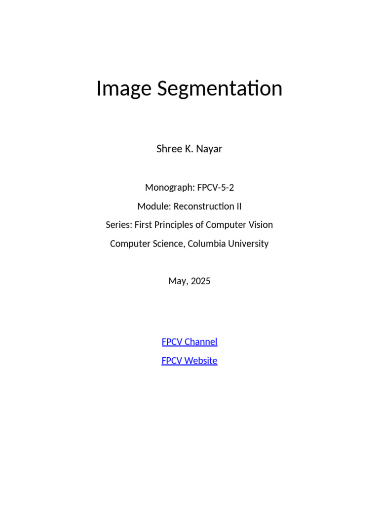 Image Segmentation FPCV 5 2 | PDF | Image Segmentation | Perception
