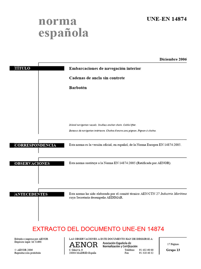 Norma Española: UNE-EN 14874 | PDF | Ingeniería mecánica