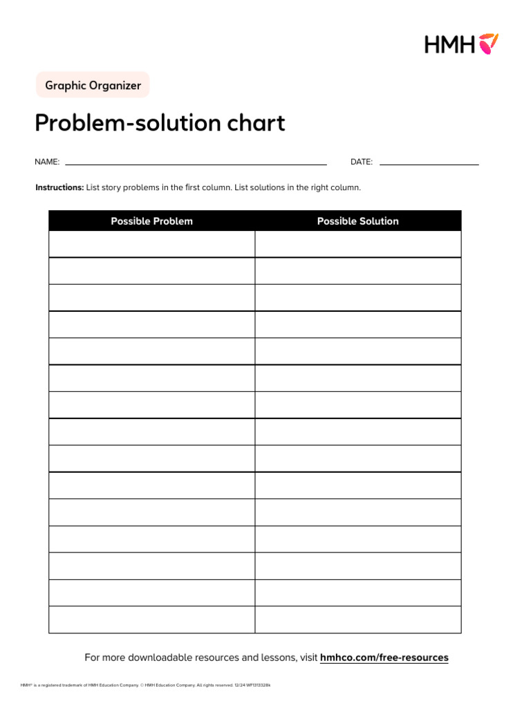 HMH Graphic Organizer Problem Solution Chart | PDF