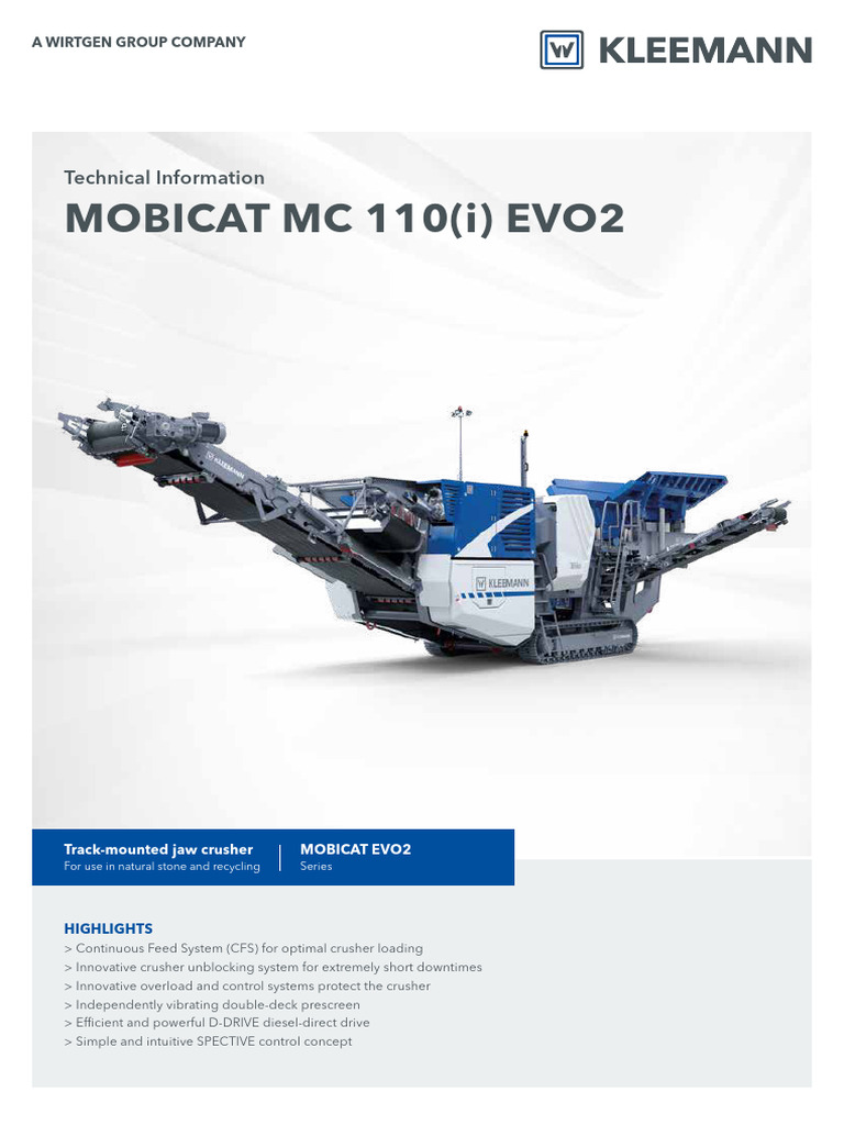 Kleemann Mobicat MC 110i EVO2 Specs | PDF