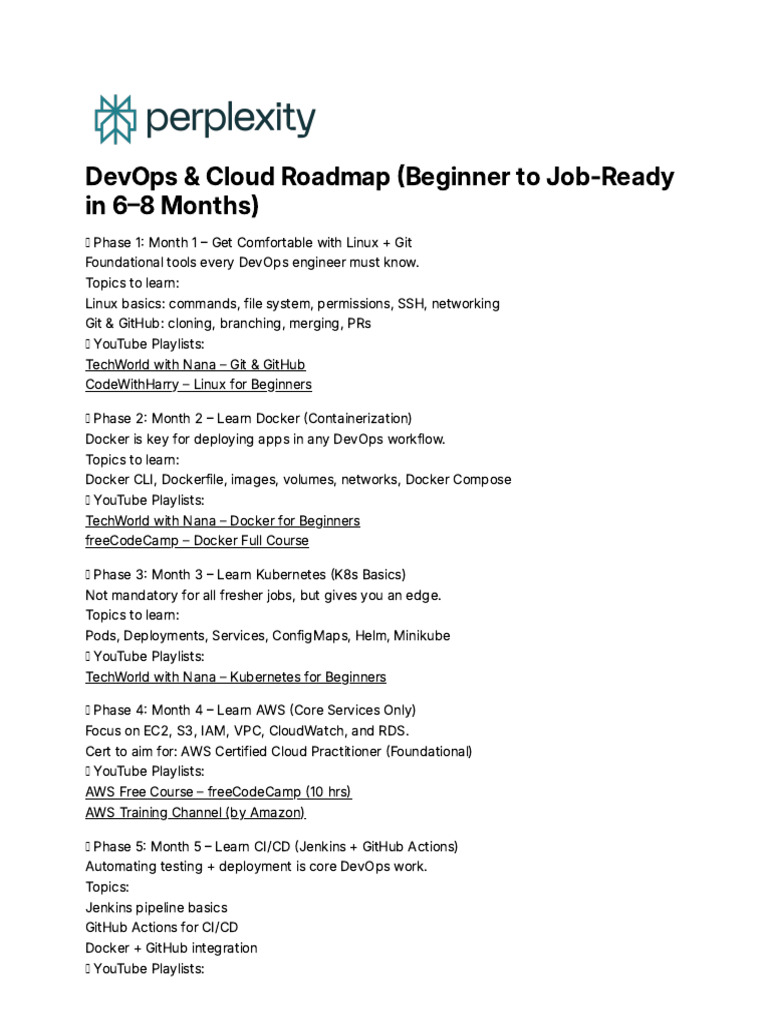 DevOps Learning Roadmap: 6-Month Guide | PDF | Amazon Web Services ...