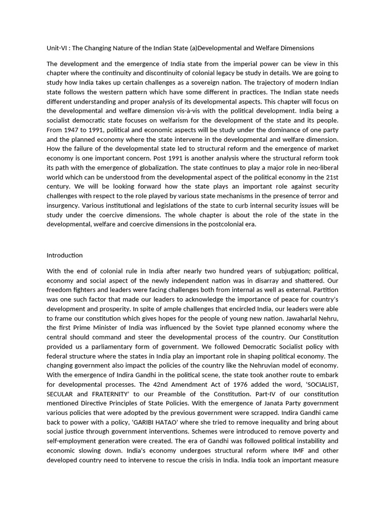 Evolution of India's Developmental State | PDF | Power (Social And ...
