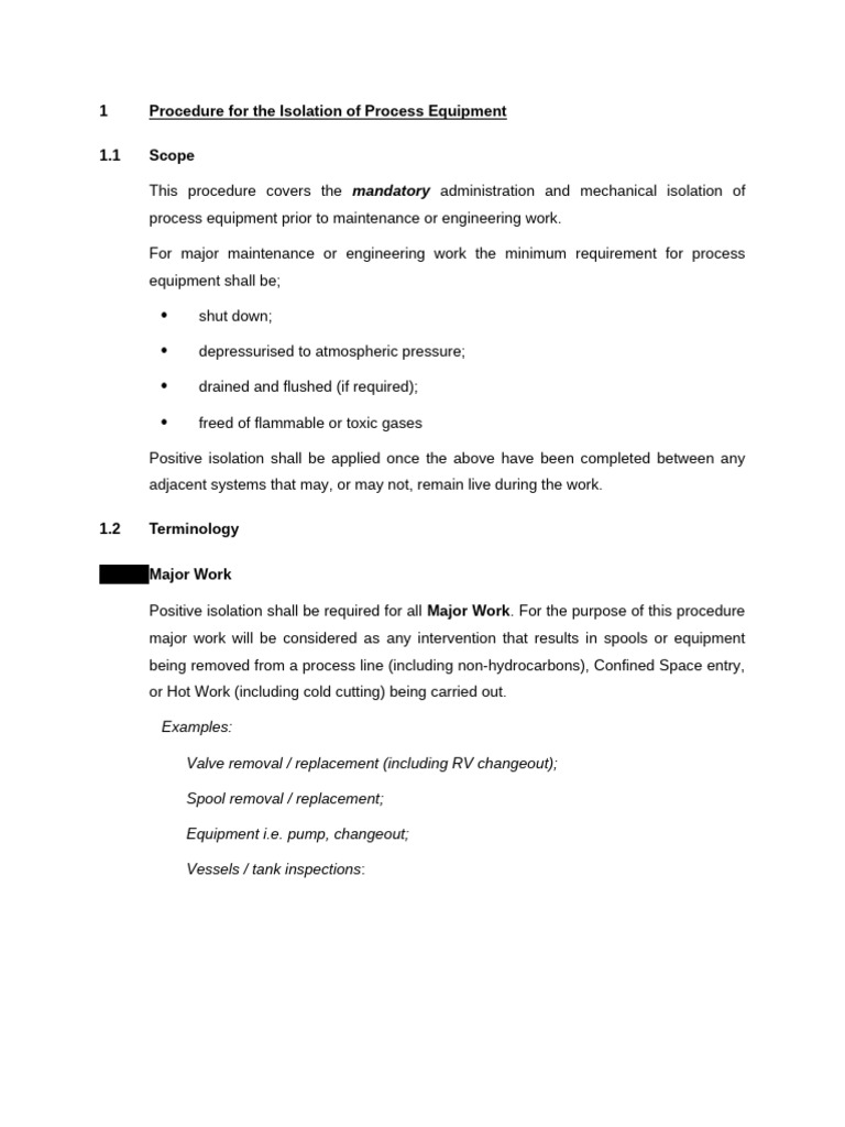 Mechanical Isolation Procedure for Equipment | PDF | Valve | Mechanical ...