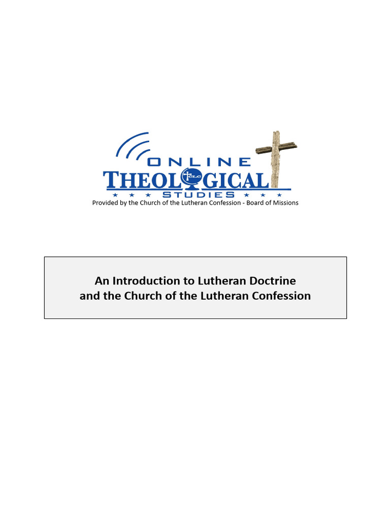Introduction to Lutheran Doctrine Guide | PDF | Jesus | Lutheranism