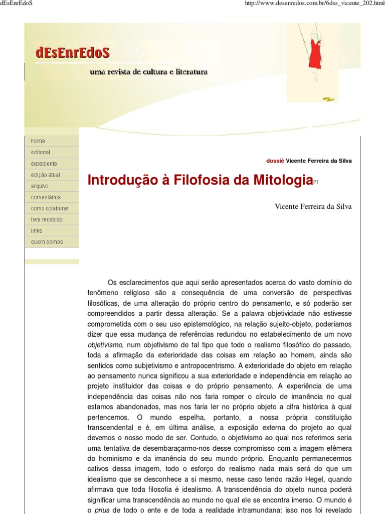 Filosofia da Mitologia e Objetividade | PDF | Liberdade | Realidade