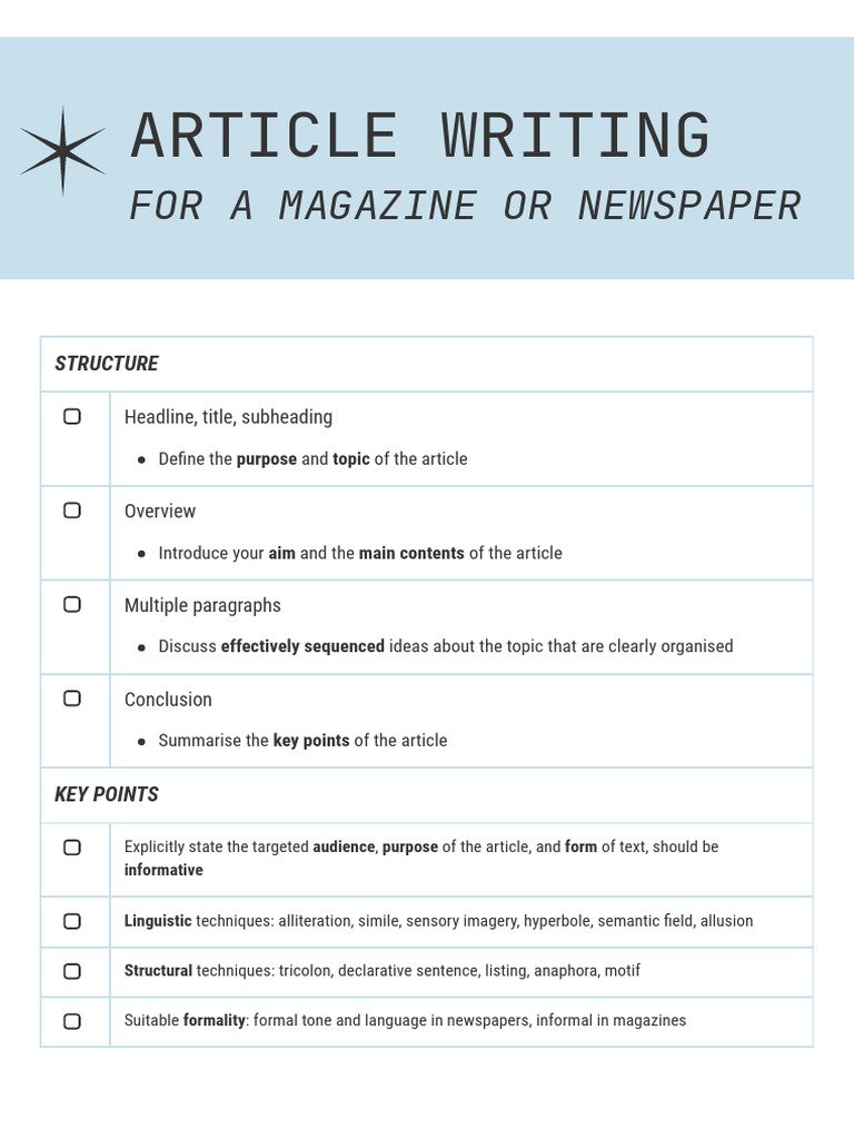 Magazine Article Writing Guide | PDF