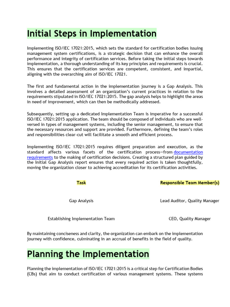 ISO/IEC 17021:2015 Implementation Guide | PDF | Certification | Audit