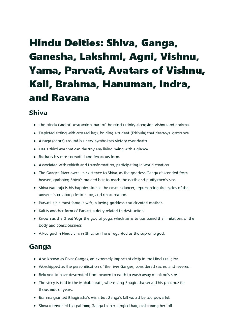 Key Hindu Deities and Their Roles | PDF | Devi | Shiva