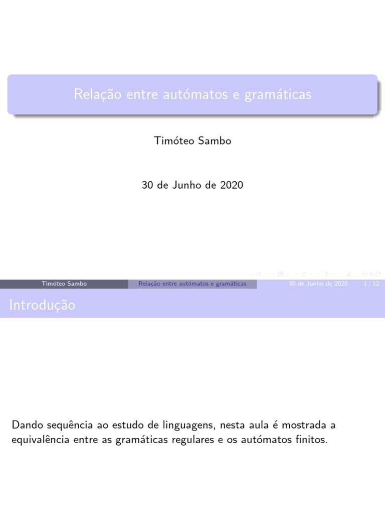 Autômatos e Gramáticas Regulares | PDF | Ciência da Computação Teórica ...