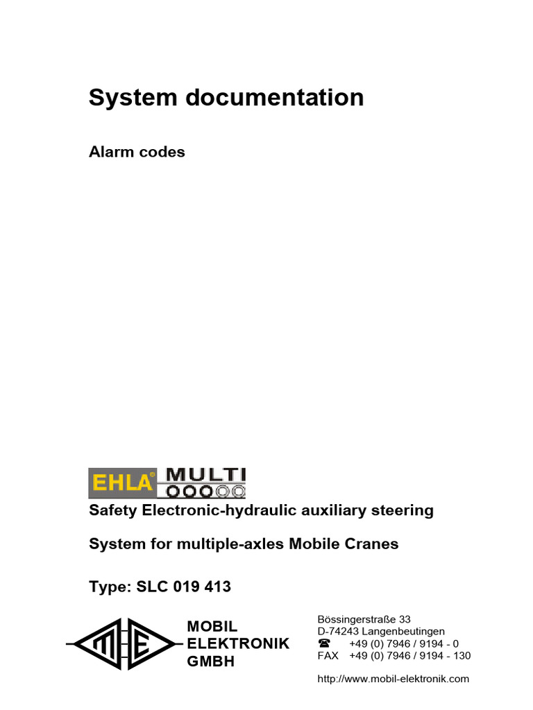 Alarm Codes for Mobile Cranes | PDF | Power Supply | Inductor