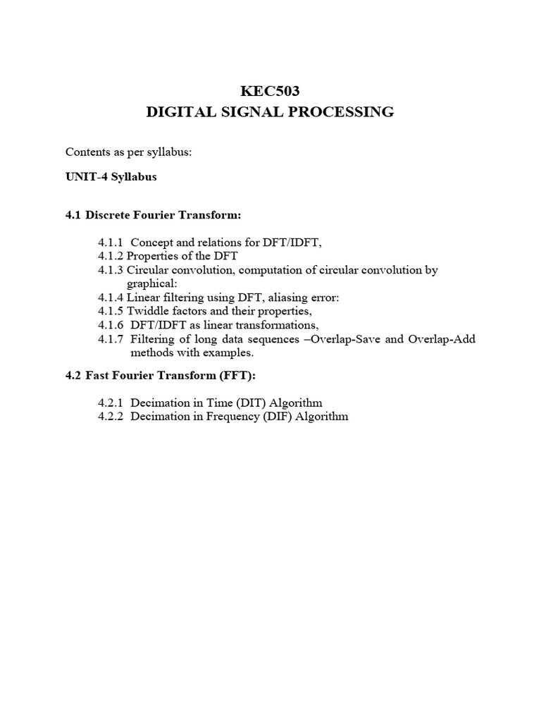 DFT and IDFT Fundamentals in DSP | PDF | Discrete Fourier Transform ...