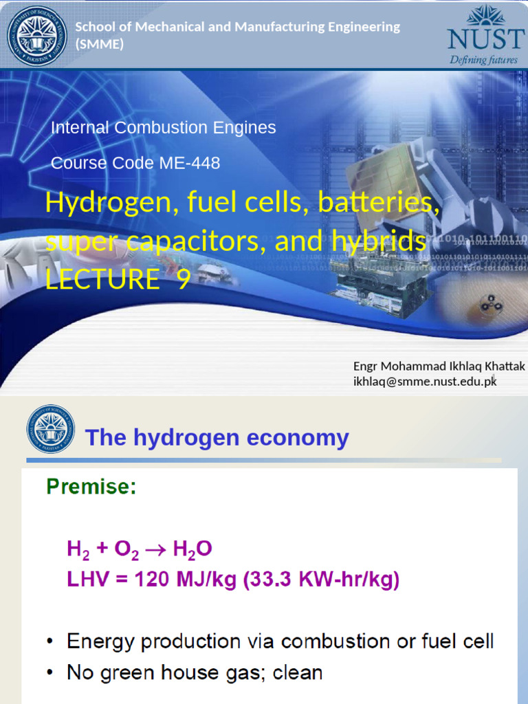 ME - 448 ICE Lec 9 Fuel Cells, Hybrid | PDF | Fuel Cell | Hybrid Vehicle