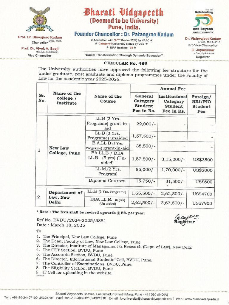 Fee Stucture 2025-2026 | PDF