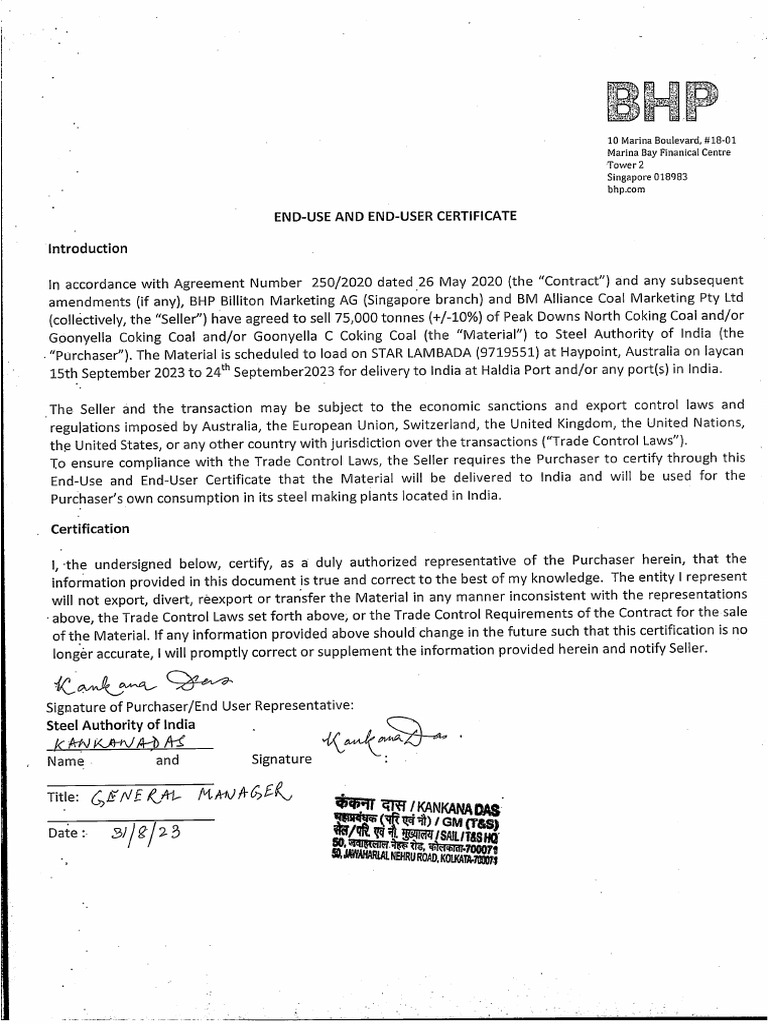 End-User Certificate 2 - 0001 | PDF