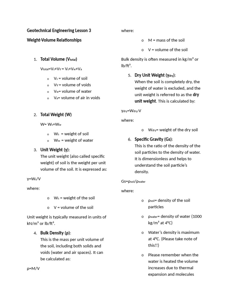 Geotechnical Engineering: Weight-Volume Basics | PDF | Density | Porosity