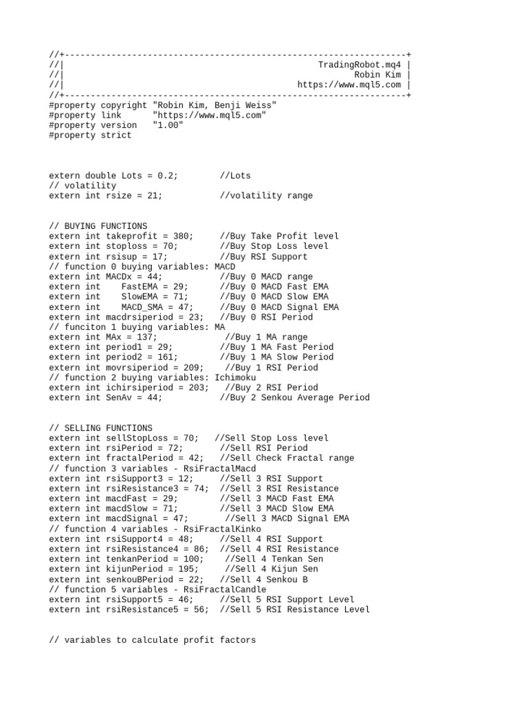 Ichimoku Trading Robot Configuration | PDF | Computer Programming ...