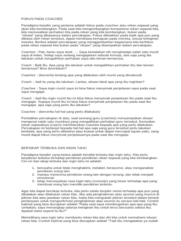 Fokus pada Coachee dalam Coaching | PDF