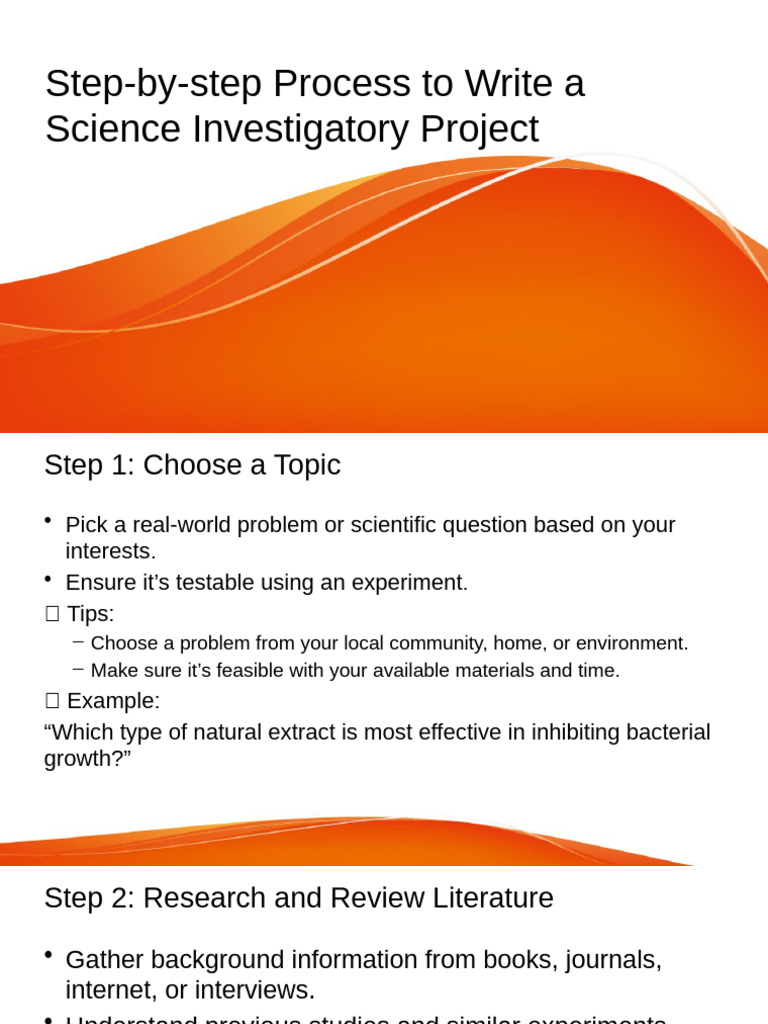 Guide to Writing a Science Investigatory Project | PDF | Methodology ...