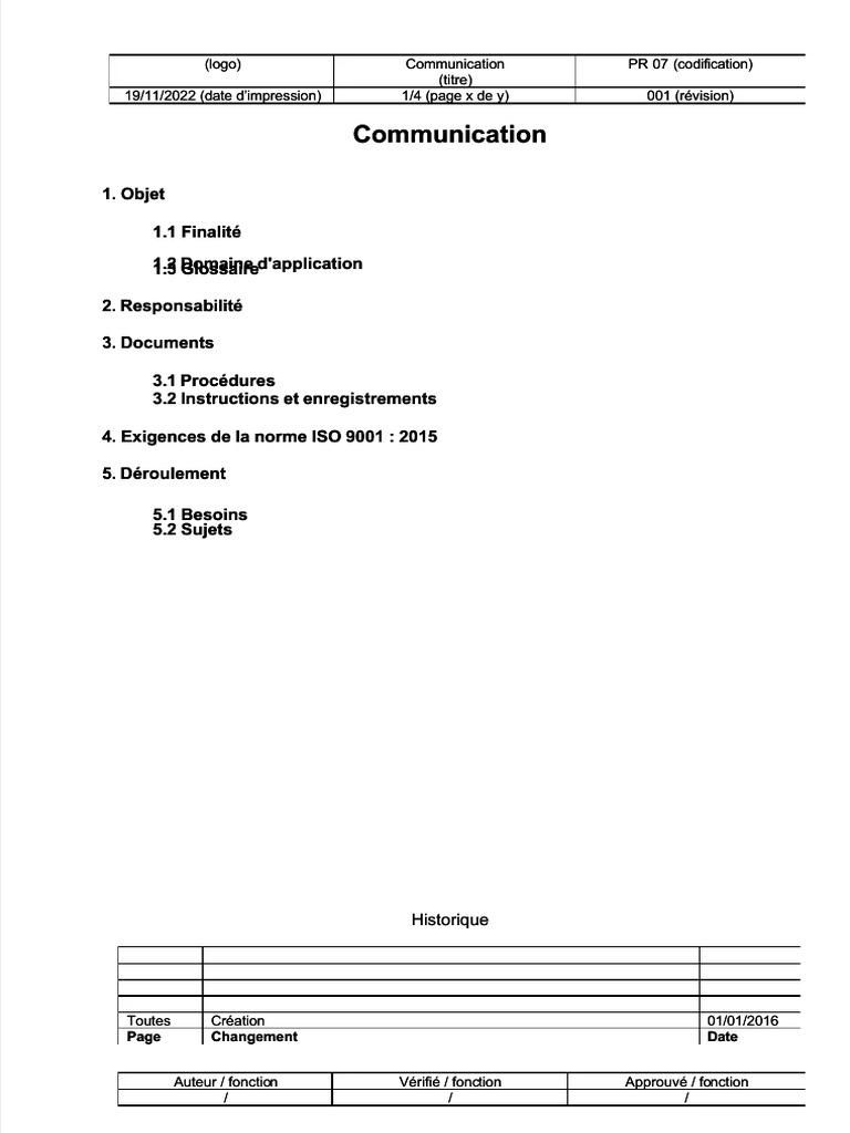Procédure de Communication SMQ ISO 9001 | PDF | Système de management ...